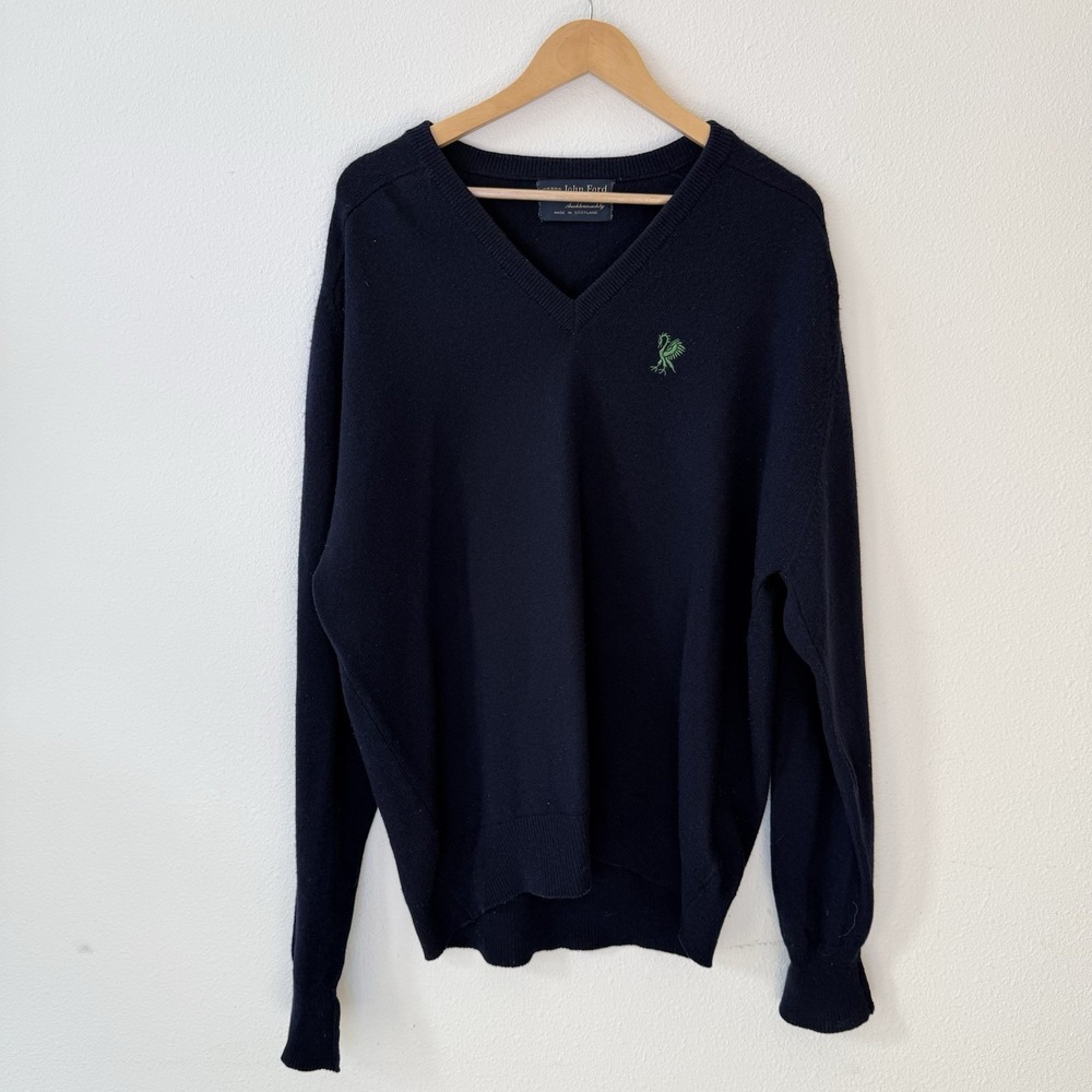 John Ford &‎ Company (Auchtermuchty) Vintage Men's Lambs Wool Sweater Navy Scot